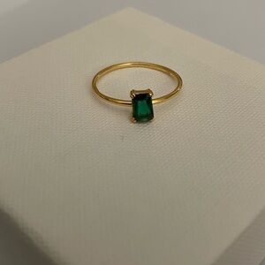 Emerald Solitaire Ring by Caitlyn Minimalist-Size 8